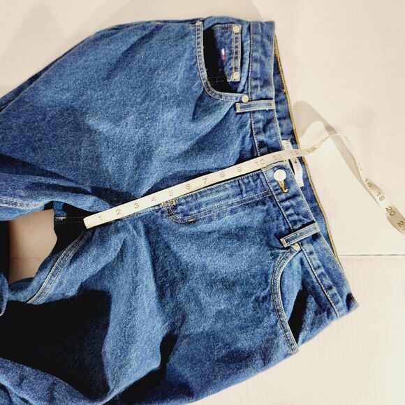 Tommy Hilfiger Jeans Womens 33x31 Straight Leg Dark Wash Vtg Logo Denim Blue - Picture 10 of 11